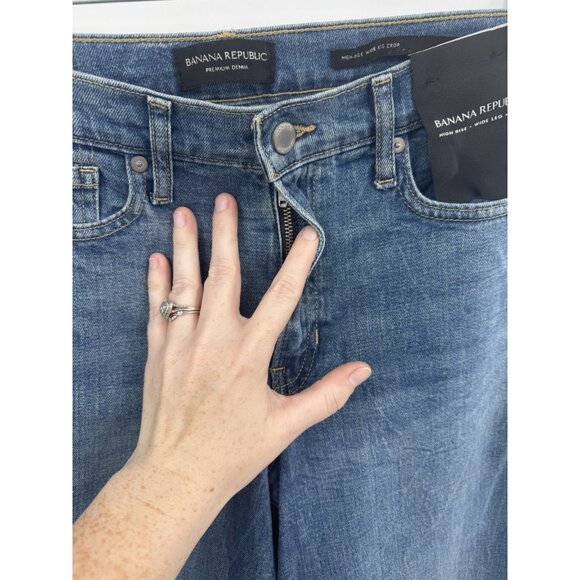 Banana Republic Wide Leg High Rise Crop Jean Women 27 Blue Wash Denim NEW - Picture 8 of 9